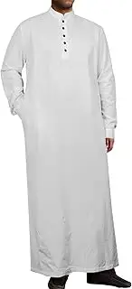 [YAOHUOLE] Men's Kaftan Long Sleeve Thobe Prayer Clothing for Men Arabic Clothing Men's Djellaba Men
