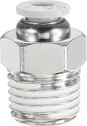 HARFINGTON Push to Connect Fittings 5/32" Tube OD x 1/4" NPT Thread Male Straight Union Fittings Copper Quick Connect Pneumatic Fittings for Semi Truck Trailers Air Brake System, White