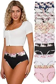 [Hialegion] Briefs Women's Cheeky Briefs Large Sizes Hipster Floral Pattern Women's Comfortable Underwear Women Multicoloured Sets 7 Pieces 1XL-4XL