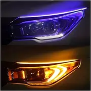 Turn Signal Lights 2PCS DRL Car Daytime Running Light LED Flexible Waterproof Strip 30CM 45CM 60CM Auto Headlights Turn Signal Decorative Lamp 12V Turn Signal Lights(Blue to Yellow)