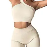 運動內衣 歐美螺紋材質 性感單肩 運動瑜伽服 運動背心