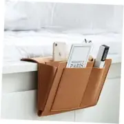 Bedside Caddy,Felt Bed Side Caddy Organizer With 5 Pockets For Remote,Bed brown