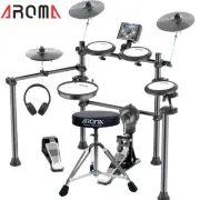 8 Piece Electric Electronic Drum Set Kit Mesh Heads Stool Headphones Aroma TDX21