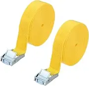 uxcell 1" x 18 ft Lashing Strap with Buckles, 2 Pcs Cam Buckle Tie Down Straps Adjustable Heavy Duty Secure Cinch Straps Up to 551 lbs for Cargo Kayak Bicycles, Yellow