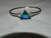 Vintage Taxco TB-80- Gemstone inlay Bangle sterling Silver HALLMARKED .925