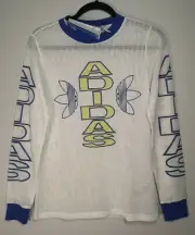 Adidas Collegiate Mesh Long Sleeve White Varsity Top H15777 Women's Size XS