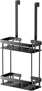 TOMVAES Over Shower Door Caddy, 2-Tier Storage Support, Black, Shower Caddy Organizer