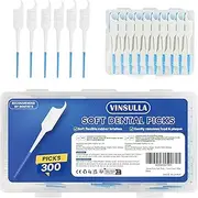 Dental Picks Soft Tooth Picks for Teeth Cleaning, Easy to Use Disposable Interdental Brushes with Convenient Carry Case, 300ct