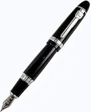 JDYYICZ Advanced Fountain Pen 159 Black Bright with Silver Broad Nib