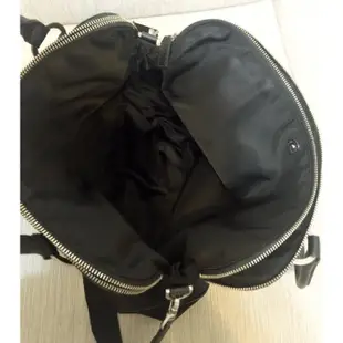 天使熊小鋪~日本帶回agnes b黑色皮革手提包 筆記型電腦包 三層手提袋 斜背包 原價13500