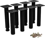 5 Inch / 12cm Metal Furniture Legs, Btowin VCF 8 Pcs Black Adjustable Furniture Support Feet, DIY Replacement Dresser Legs Feet for Cabinet Table Sofa Couch Chair Desk Kitchen Cupboard