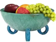 Folkulture Fruit Bowl for Kitchen Counter, 9" Resin Decorative Bowl, Centerpiece Table Decorations, Fruit Basket for Coffee Table Décor, Kitchen Counter Décor, Pedestal Bowl