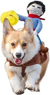 iSmarten Cowboy Rider Dog Costume Dogs Outfit Knight Style Doll Hat Halloween Day Pet Costume (XL)