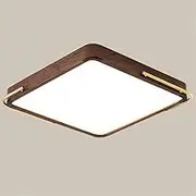Mid-Century Ceiling Light Bedroom Modern Rubber Wood Style Lamp Close to Ceiling Light Fixtures Metal Decoration LED Lamp Square Design Flush Mount Lighting Fixture Tri-Tone Light