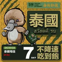 在飛比找momo購物網優惠-【鴨嘴獸 旅遊網卡】Travel sim 泰國7天 吃到飽上