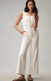 Anthropologie Maeve Jumpsuit White The Colette Portside Boho Retro Size 12 NWT
