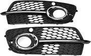 Car Front Bumper Fog Light Cover Racing Grille Compatible For Q5 2013 2014 2015 2016 2017 Fog Lamp Grill Honeycomb Mesh Cover