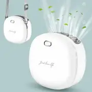 Mini Handheld Fan With Lanyard, USB Rechargeable necklace fan, Speed Adjustable Personal Portable Fan, White