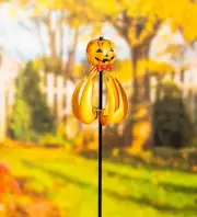 Evergreen Halloween Jack O Lantern Metal Wind Spinner Garden Stake