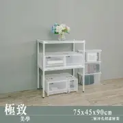 【dayneeds 日需百備】極致美學 75x45x90公分烤漆二層架(沖孔鐵架/收納層架/展示架/層架/鐵架)