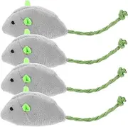 DRESSOOS 4pcs Realistic Plush Mouse Cat Interactive Chew Teething for Indoor Cats Engaging Wobbling Mechanism Safe Durable Plush Material for Exercise Playtime