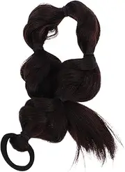 VALICLUD Wig Bubble Braid Ponytail Braiding Hair Wig Human Hair Ponytail Extension Women Hairpieces Polyester Dark Brown
