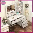 Dressing Table LED Makeup Mirror Stool Set 11 Bulbs Vanity Desk White Cabinet