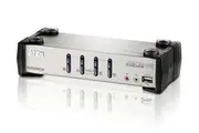 Aten Desktop KVMP Switch 4 Port Single Display VGA w/ audio & OSD, 4x Custom KVM Cables Included, 2x USB Port, Selection Via Front Panel