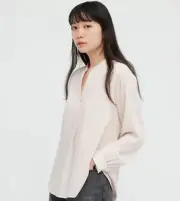 Uniqlo Rayon Striped Relaxed Long Sleeve Blouse XXS