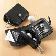 EXECUTIVE GOLF SET BLACK FAUX LEATHER CASE New BALLS tees NOTEPAD pencil TRAVEL