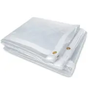 6 x 8FT Outdoor Clear Tarp Curtain Waterproof Wind-Proof 24 Mil Transparent V...