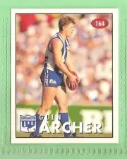 1996 NORTH MELBOURNE KANGAROOS AFL SELECT STICKER, #164 GLEN ARCHER