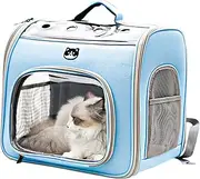 BOSERMEN Cat Dog Backpack, Pet Travel Bag with Mesh Window, Pet Carrier Backpack for Small Medium Dogs and Cats, Cat Backpack for Travel, Hiking and Outdoor Use(Blue)