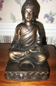 Coppertone Buddha Tealight Holder by Partylite --Mint NIB 9.5" Tall