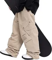 [SNOWVERB] Women Men Casual Ski Baggy Cargo Loose Fit Waterproof Snow Pants Fashion Streetwear Warm Snow Pants