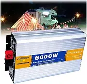 Pure Sine Wave Inverter 3000W 4000W 5000W 6000W 8000W Power Inverter 12V/24V/48V/60V/72V DC to 110V 120V AC Converter,Car Voltage Converter for Home Solar,6000w,24V