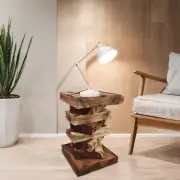 "Book Stack" Bedside Table/Corner End Table/ Raintree Wood Clear Finish