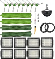 Replacement Parts Compatible for iRobot Roomba i7 i7+ i1 i3 i3+ i4 i6 i6+ i8 i8 E5 E6 E7 j7 j7+ I E and J Series Vacuum Cleaner,2 Set Roller Brushes 8 Filters 8 Side Brushes 2Wheel Tires 1Caster Wheel