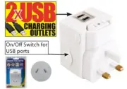 Outbound Universal Travel Adaptor With 2 USB Charging Outlets 1.0A Max Amps