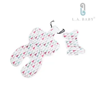 【L.A. Baby】多功能3D涼感推車汽座餐椅座墊-加長型(頭枕可拆可調-配合寶寶成長使用-許願樹)