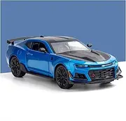 Scale Finished Model Car 1:24 Scale for Chevrolet Camaro Simulation Metal Car Model Replica Miniature Vehicle Decoration Die-cast Vehicle(Blue)