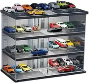 Alloy Car Model Toy Display Stand 1/64 Parking Lot Toy Car Model st&or&ag&e Rack Display Cabinet Room Decor Xmas Gift Toys Car Garage Protection Collectibles(Dust Cover with Ligh)