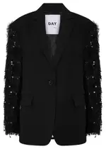 Day Birger ET Mikkelsen Allen Embellished Fringed Twill Blazer - Black - 38 (UK12 / M) 38 (UK12 / M)