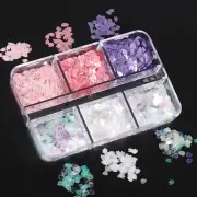 1Box Cherry Blossom Flowers Petal Glitter Sequins 6Grids 3mm Sakura Crafts Parts