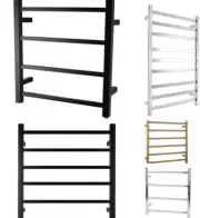 Aquaperla Electric Heated Matte Black Towel Rack Round / Square / IP55 Rating
