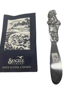 Seagull Pewter Christmas Pate Cheese Spreader Knife Santa Vintage Unused Canada