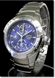 SEIKO Alarm Chronograph SNA169 SNA169P1 Men Blue Dial Stainless Steel Watch