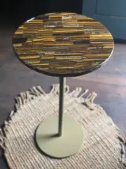 Tiger Eye Stone Coffee Table Top, Side Corner Table Desk, Stone Furniture Decor