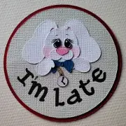 Alice in Wonderland, Rabbit Circle Tag. Scrapbook, Card making Paper Piecing