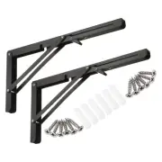 2 Pcs 14 Inch Folding Shelf Brackets Iron Collapsible Shelf Bracket, Black